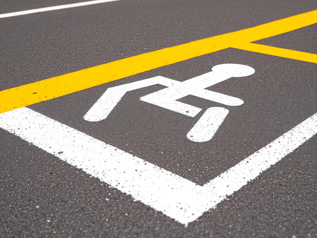 Freshly striped pavement with crisp yellow lines